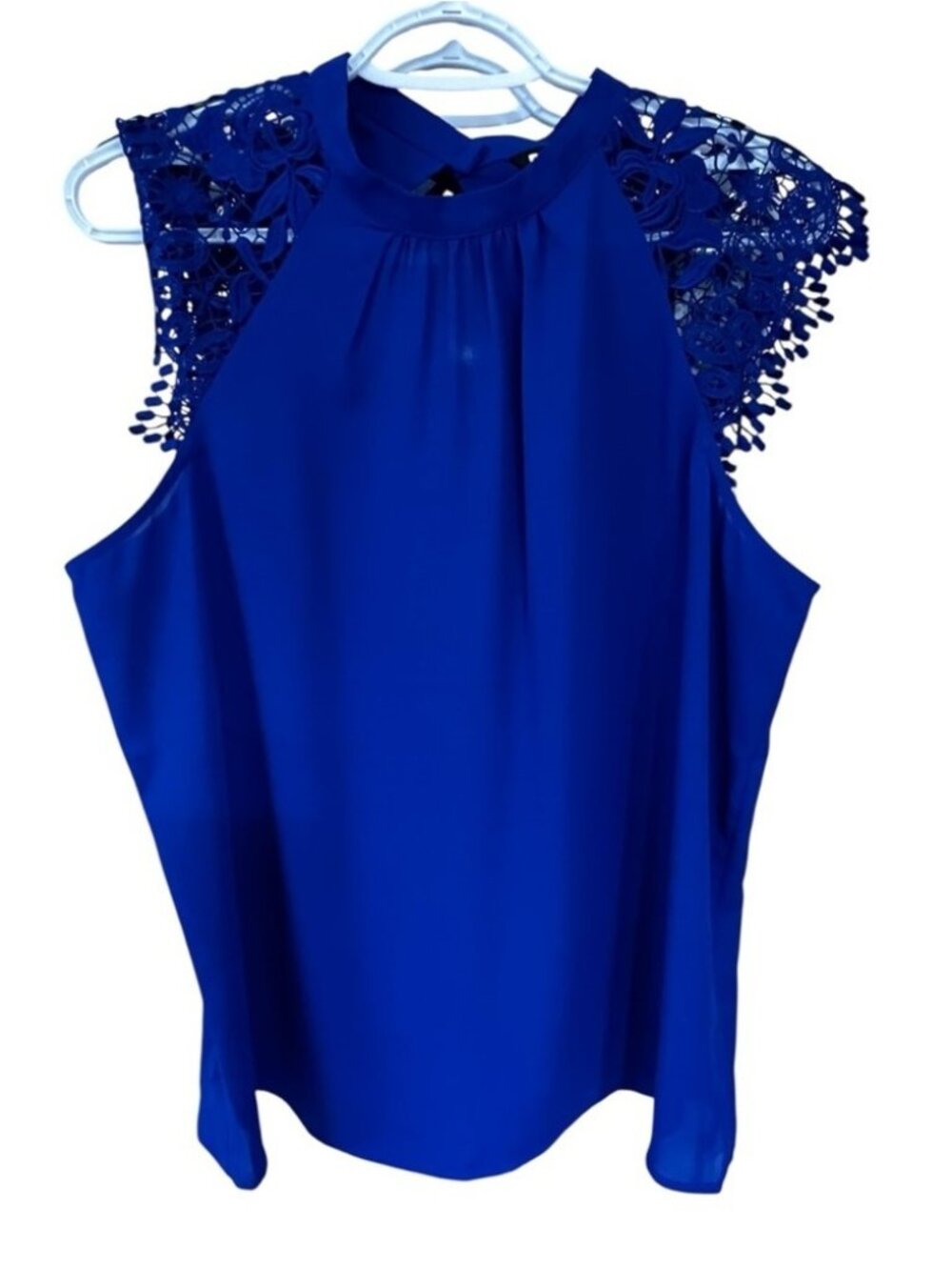 Royal Blue Lace Accent Blouse